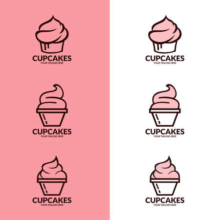 Cupcake  Icon. Set of vector bakery  . labels, badges and design elementsのイラスト素材