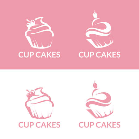 Cupcake  Icon. Set of vector bakery  . labels, badges and design elementsのイラスト素材