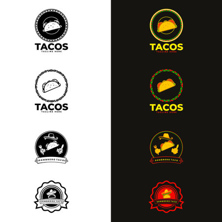 Tacos  design vector illustration. good for restaurant menu and cafe badge. Fast Food  design, retro cartoon style. Taco modern icons illustration.のイラスト素材