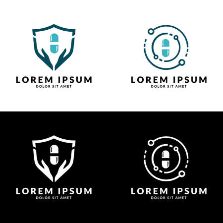 Simple concept logo drug capsule. Medical and Pharmacy logo.のイラスト素材