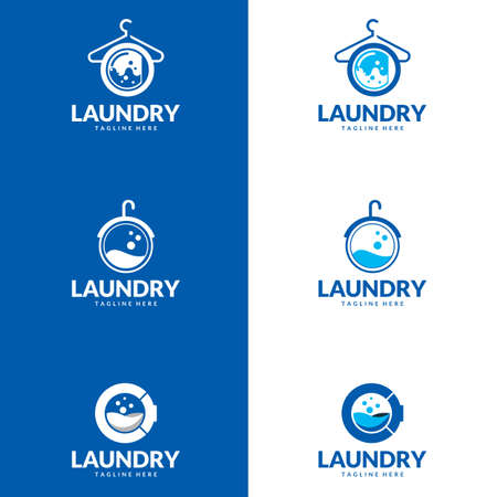 Laundry . Template Design Vector for laundry business in creative silhouette shape isolate vector illustration.のイラスト素材