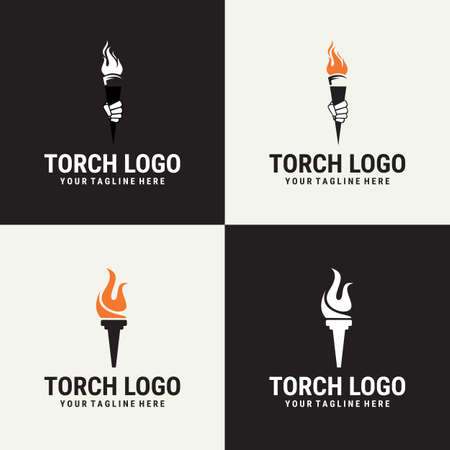 torch fire vector logo design. creative torch design vector illustrationのイラスト素材