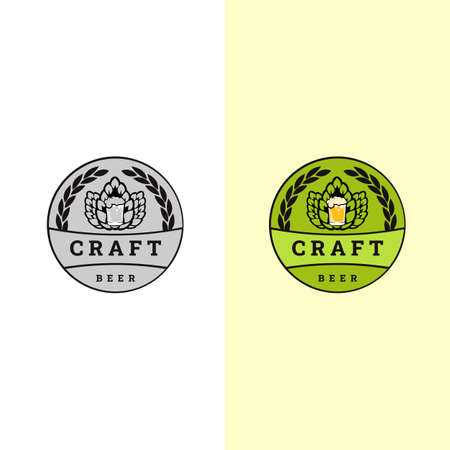 Craft beer l  symbols, icons, pub labels, badges collection.のイラスト素材