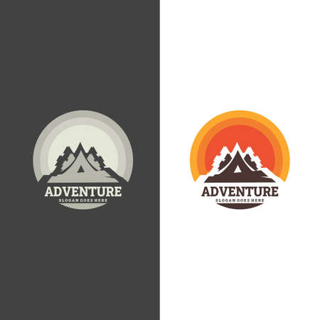 Logo for Camping Mountain Adventure, Mountain Camping Gift, Camping and outdoor adventure emblemsのイラスト素材