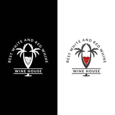Wine logo. Wine icon symbol, Emblem design on white backgroundのイラスト素材