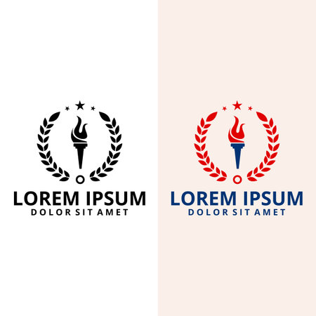 fire torch logo. torch logo with laurel wreathのイラスト素材