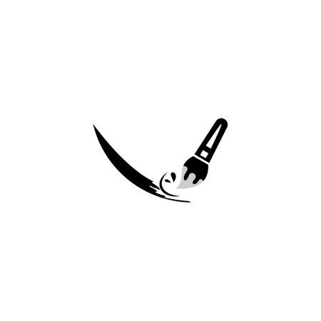 Palette with paints and brushes. paint palette logo design vectorのイラスト素材