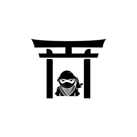 Ninja warrior mascot logo vector. Icon vector design template in white background.のイラスト素材