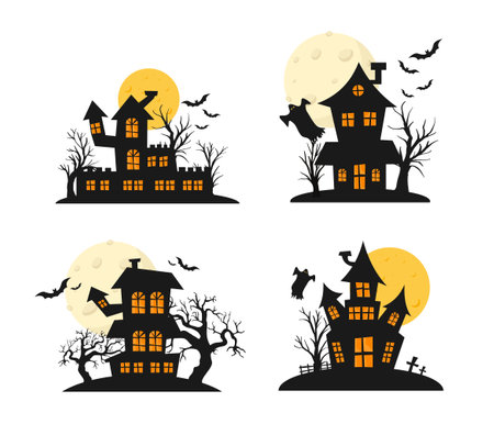 Halloween set. Vector illustration isolated on white background. Flat style.のイラスト素材
