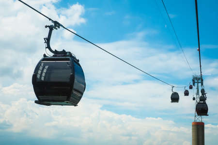 Ropeway Used in transportation, communications for cross-border urban communities and rivers in Singapore.の写真素材