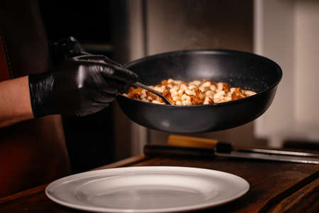 White Beans Dish. Appetizing Dinner Meal. Food Cooking Concept.の写真素材