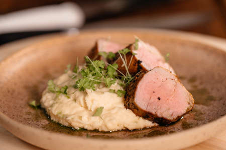 Pork Tenderloin Prepared for Servingの写真素材