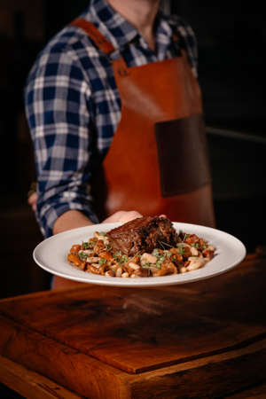 White Plate with delicious Beef Food dish.の写真素材