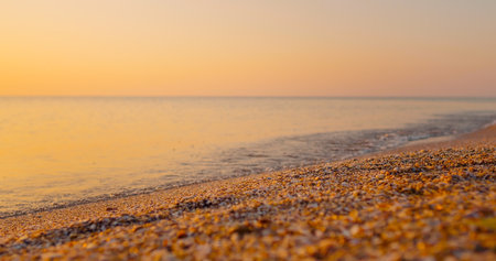 Close up shining golden waves. Beautiful landscape, travel destinations, enjoying holiday, Sea,...