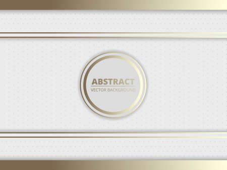 White and gold royal abstract background with a circle and gold frames for the name of your brand in the middle. Vector background can be used in cover design, flyer, poster, card and book design.のイラスト素材