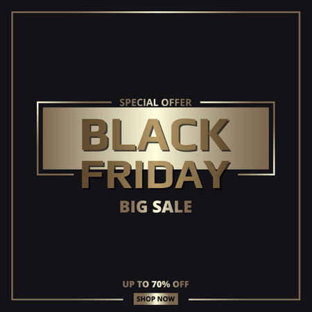 Black friday sale promotion golden banner template. Black friday luxury dark gold background.のイラスト素材