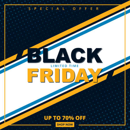Black friday sale promotion banner. Black friday colorful cartoon halftone effect sale banner template.のイラスト素材