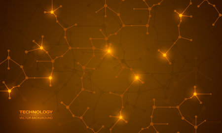Abstract background with molecular structure, neurons network, dna or atoms. Medical, scientific, innovation technology, scientific research and genetic engineering concept for your design.のイラスト素材