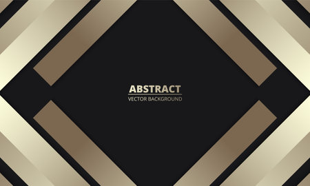 Black luxury abstract background with golden lines. Dark modern banner with golden luminous lines. Futuristic abstract backdrop.のイラスト素材