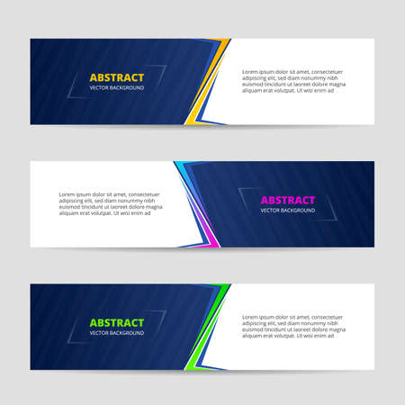 Vector abstract design banner web template. Business horizontal banner set. Colorful wide abstract modern design web banners collection.のイラスト素材