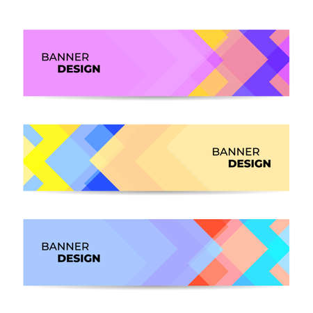 Vector abstract design banner web template. Business horizontal banner set. Colorful wide abstract modern design web banners collection.のイラスト素材