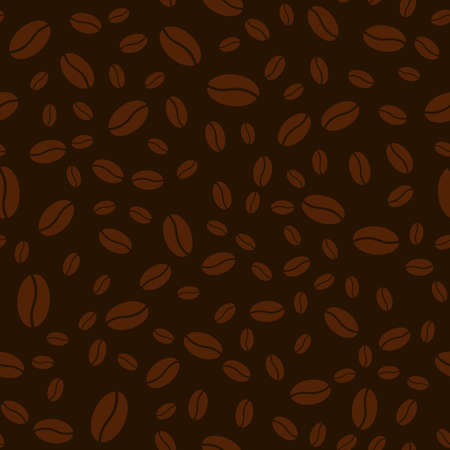Coffee grains seamless pattern. Repeated coffee beans dark brown texture for craft paper, cafe menu, print, wrapping paper. Vector seamless texture.のイラスト素材