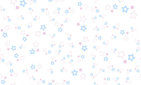Cute seamless pattern with stars. Pastel color pink and blue stars on white background. Vector illustrationのイラスト素材