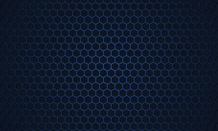 Dark blue hexagon carbon fiber metallic textured vector background. Navy blue honeycomb metal...