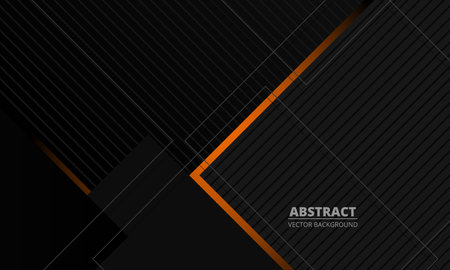 Dark grey elegance business corporate abstract vector background with orange and gray lines. Minimal geometric shapes on dark background. Vector illustration.のイラスト素材
