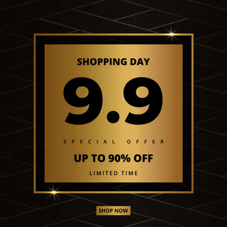 9.9 Shopping day golden luxury elegant hot sale promotion banner. 9 september sale banner template....