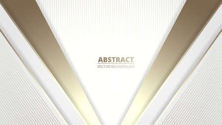 Abstract white luxury background with gold lines and shapes. Rich background with geometric elements. White texture with golden lines. Vector illustration.のイラスト素材
