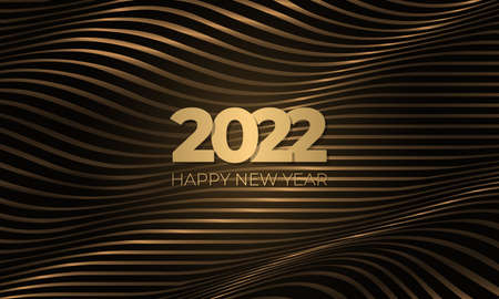 Happy new 2022 year elegant black and gold luxury background. New year design template for holiday...
