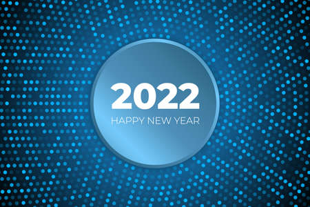 2022 Happy new year blue background with circle and halftone dots. New year vector background for holiday flyer, greeting and invitation. Vector illustrationのイラスト素材