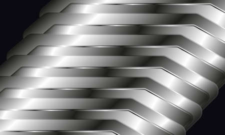 Abstract 3d silver geometric shapes background. Three-dimensional silver gradient pattern metallic texture. Vector illustrationのイラスト素材