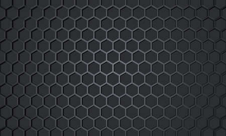 Dark gray 3D hexagon carbon fiber metallic textured vector background. Grey honeycomb metal texture...
