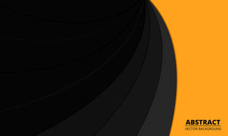 Black and yellow paper vector abstract background. Dark elegant geometric modern design illustration for cover, flyer, banner, page, website and header. Vector illustration  .のイラスト素材