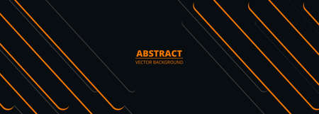 Black and orange abstract modern dimension wide background with orange and gray geometric shapes. Vector illustrationのイラスト素材