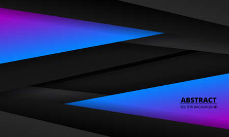 Dark abstract geometric background with blue, purple and gray colored paper shapes. Modern elegant design illustration for banner, cover, flyer, page, website and header. Vector illustration.のイラスト素材