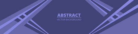 Very peri color geometric abstract wide horizontal banner with lines and shapes. Modern pastel purple horizontal abstract wide background in very peri color of the year 2022. Vector illustration.のイラスト素材