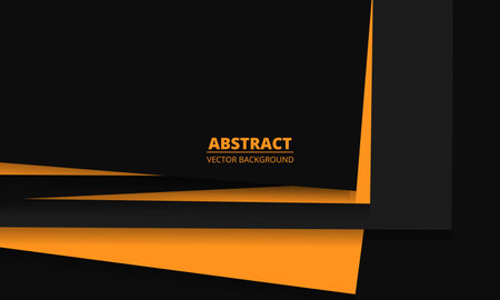 Abstract 3d black and orange elegant vector background with bright rectangular geometric paper shapes for web design presentation. Orange and black abstract modern background.のイラスト素材