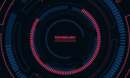 Sci-fi futuristic cyber HUD circular structure elements. Technology Innovation communication concept vector background. Hi-tech interface cyberpunk concept. Vector illustrationのイラスト素材