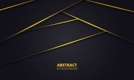 Yellow neon luminous lines and highlights on dark gray tech background. Dark moderb futuristic technology elegance luxury abstract background. Vector illustrationのイラスト素材