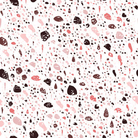 Terrazzo seamless pattern vector texture in light colors. Realistic italian marble texture or granite flooring in venetian style. Terrazzo seamless pattern for interior decoration and interior design.のイラスト素材