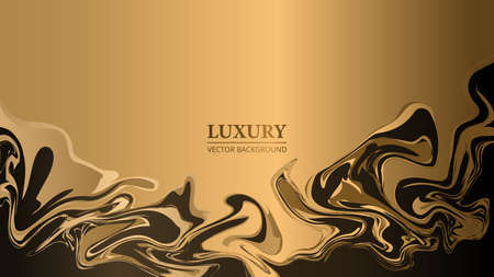 Vector luxury liquid abstract background. Gold elegant abstract background with fluid liquid shapes. Vector illustrationのイラスト素材