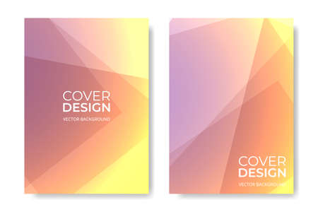 Vector cover design. Purple and yellow soft color brochure template in A4 size flyer design. Vertical orientation business abstract modern front page of A4 format. Cover mockups design templates.のイラスト素材