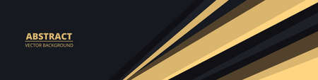 Black abstract wide horizontal sports style banner with beige and gray lines. Dark modern bright futuristic horizontal sporty abstract background. Wide retro style abstract banner. Vector illustrationのイラスト素材