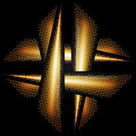 Black and yellow vector background with abstract triangular elements. Vector illustrationのイラスト素材