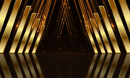 Award ceremony background with golden shapes and light rays. Abstract luxury background. Vector illustration.のイラスト素材