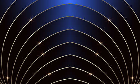 Blue and gold luxury abstract striped background with elegant golden lines. Vector illustrationのイラスト素材