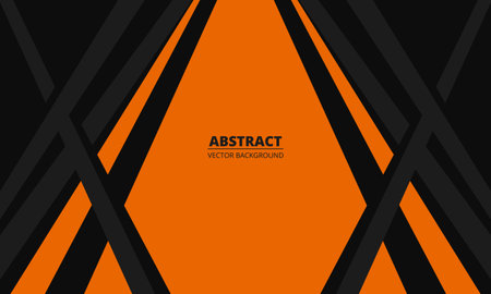 Vector black and orange abstract horizontal banner with lines and shapes. Dark modern sporty bright futuristic horizontal abstract background. Vector illustrationのイラスト素材